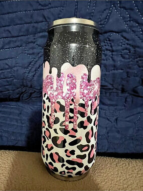 Pink & Black Leopard Print Water Bottle